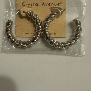 Source Unknown Silver Braided Hoop Earrings